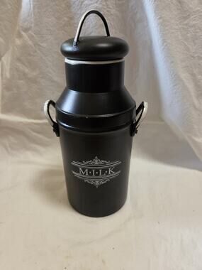 Unbranded~Ceramic Milk 10" Black Decor. Canister w/Lid Made in India